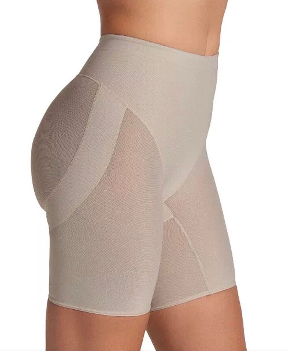 Leonisa Firm Compression Butt Lifter Shaper Shorts Light Beige Large